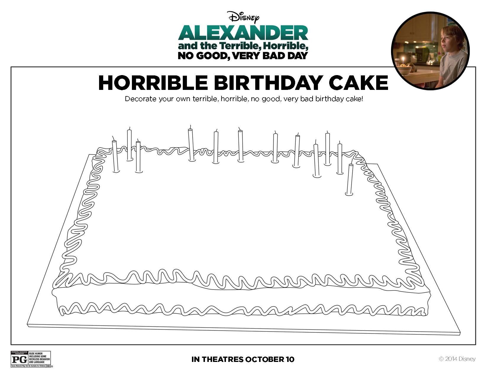 Alexander Birthday Cake to Color